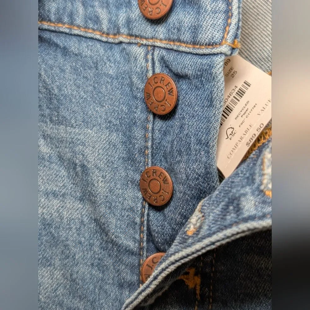 NWT J.Crew High-Rise Skinny Ankle Jeans 25 Button Fly Ripped Dark Wash Indie - Picture 10 of 11